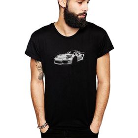 Qivi SFK0742ERKTS Porsche GT3 RS 991 Baskılı Siyah Örme Erkek T-shirt