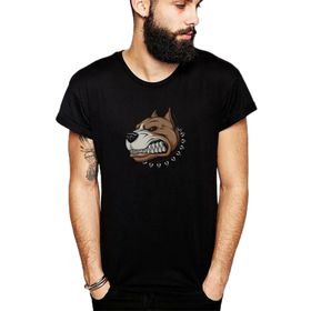Qivi SFK0754ERKTS Amerikan Pit Bull Terrier Bulldog Köpek Baskılı Siyah Örme Erkek T-shirt