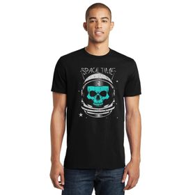 Qivi SFK0759ERKTS Astronot Kuru Kafa Baskılı Siyah Örme Erkek T-shirt