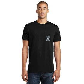 Qivi SFK0774ERKTS Kuru Kafa Beyaz ve Mavi Kafatası Baskılı Siyah Örme Erkek T-shirt