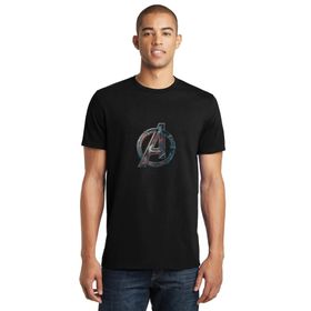 Qivi SFK0804ERKTS Avengers Logo Baskılı Siyah Örme Erkek T-shirt
