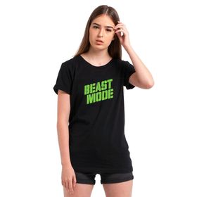 Qivi SFK0812KDNTS Beast Mode Baskılı Siyah Kadın Örme T-shirt
