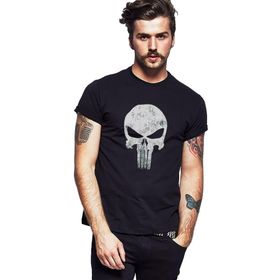 Qivi SFK0827ERKTS Punisher Baskılı Siyah Örme Erkek T-shirt