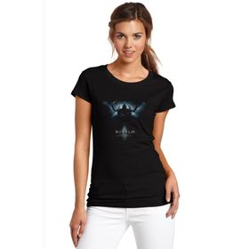 Qivi SFK0838KDNTS Diablo Baskılı Siyah Örme Kadın T-shirt