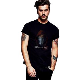 Qivi SFK0881ERKTS Mettalica Never Baskılı Siyah Örme Erkek T-shirt