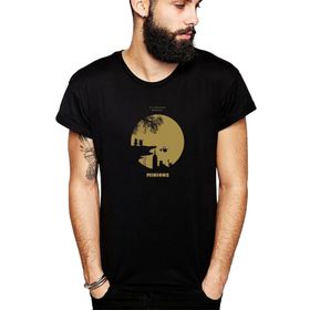 Qivi SFK0883ERKTS Minios Baskılı Siyah Örme Erkek T-shirt