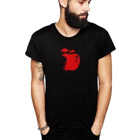 Qivi SFK0922ERKTS Apple of the Death Death Note Baskılı Siyah Örme Erkek T-shirt