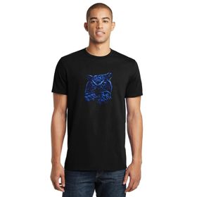 Qivi SFK1002ERKTS Blue Owl Baskılı Siyah Örme Erkek T-shirt
