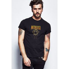 Qivi SFK2400ERKTS Metallica Metal Rock Music Müzik Baskılı Siyah Örme Erkek T-shirt
