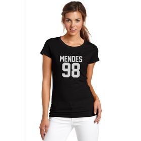 Qivi Shawn Mendes 98 Baskılı Siyah Örme Kadın T-shirt