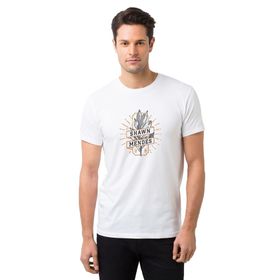 Qivi Shawn Mendes Baskılı Beyaz Erkek T-shirt