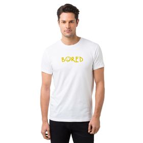 Qivi Sherlock Bored Baskılı Beyaz Erkek T-shirt