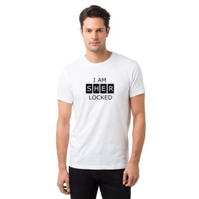 Qivi Sherlock Holmes Decal Sticker Baskılı Beyaz Erkek T-shirt