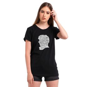 Qivi Sherlock Impossible Baskılı Siyah Kadın Örme T-shirt