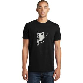 Qivi Sherlock Sherlock Face Baskılı Siyah Erkek Örme T-shirt