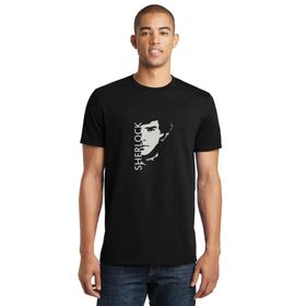 Qivi Sherlock Sherlock Face Baskılı Siyah Erkek Örme T-shirt