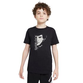 Qivi Sherlock Sherlock Face Baskılı Unisex Çocuk Siyah Sweatshirt