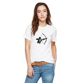 Qivi Silhouette Basketball Baskılı Beyaz Kadın Örme T-shirt