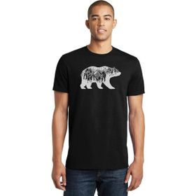 Qivi Silhouette California Bear Baskılı Siyah Erkek Örme T-shirt