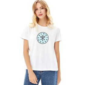 Qivi Silhouette Colony House Baskılı Beyaz Kadın Örme T-shirt