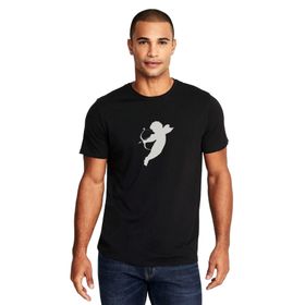 Qivi Silhouette Cupid With Bow Baskılı Siyah Erkek Örme T-shirt