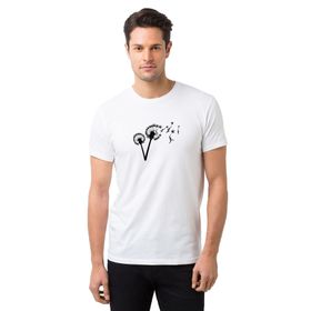 Qivi Silhouette Dandylion Flight Baskılı Beyaz Erkek T-shirt