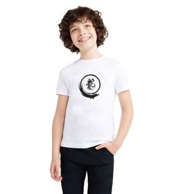 Qivi Silhouette Dragon Logo Baskılı Unisex Çocuk Beyaz T-shirt