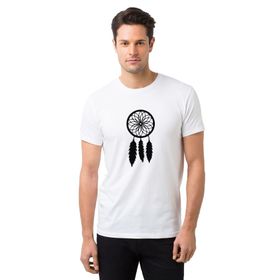 Qivi Silhouette Dreamcatcher Baskılı Beyaz Erkek Örme T-shirt