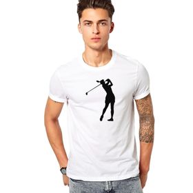 Qivi Silhouette Golf Baskılı Beyaz Erkek T-shirt