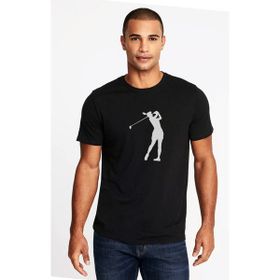 Qivi Silhouette Golf Baskılı Siyah Erkek Örme T-shirt