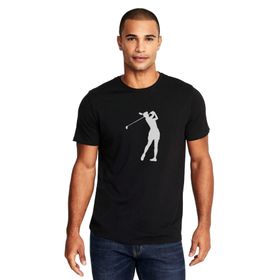 Qivi Silhouette Golf Baskılı Siyah Erkek Örme T-shirt