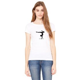 Qivi Silhouette Gymnastic Baskılı Beyaz Örme Kadın T-shirt
