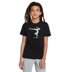 Qivi Silhouette Gymnastic Baskılı Siyah Unisex Çocuk T-shirt
