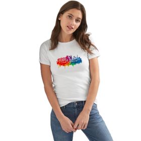 Qivi Silhouette Las Vegas City Baskılı Beyaz Kadın T-shirt