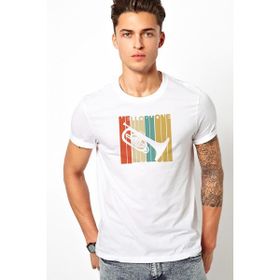 Qivi Silhouette Mellophone Vintage Style Baskılı Beyaz Erkek T-shirt