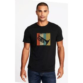 Qivi Silhouette Mellophone Vintage Style Baskılı Siyah Erkek Örme T-shirt