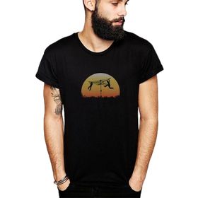 Qivi Silhouette Merry Go Sunset Baskılı Siyah Erkek Örme T-shirt