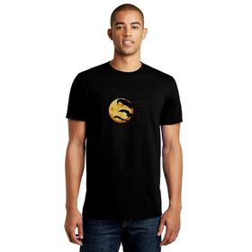 Qivi Silhouette Orange Halloween Moon With Bats Baskılı Siyah Erkek Örme T-shirt