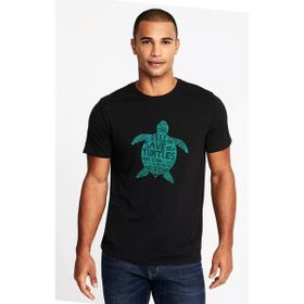 Qivi Silhouette Save The Turtles Baskılı Siyah Erkek Örme T-shirt