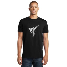 Qivi Silhouette Taekwondo Baskılı Siyah Erkek Örme T-shirt