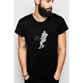 Qivi Silhouette Tennis Baskılı Siyah Erkek Örme T-shirt