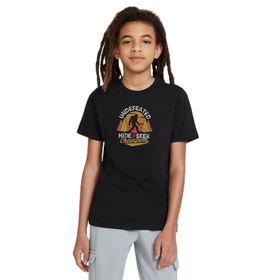 Qivi Silhouette Undefeated Hide and Seek World Baskılı Unisex Çocuk Siyah Sweatshirt