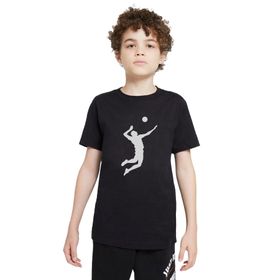 Qivi Silhouette Volleyball Baskılı Siyah Unisex Çocuk T-shirt