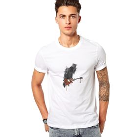 Qivi Slash Gitar Metal Rock Music T Baskılı Beyaz Erkek T-shirt