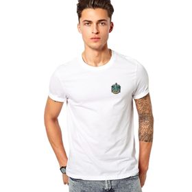 Qivi Slytherin Baskılı Beyaz Erkek Örme T-shirt
