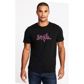 Qivi Smile Euclidean Microsoft Word Baskılı Siyah Örme Erkek T-shirt