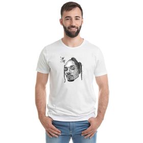 Qivi Snoop Dogg Head Shot Baskılı Beyaz Erkek Örme T-shirt