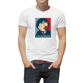 Qivi South Park Change Baskılı Beyaz Erkek Örme T-shirt