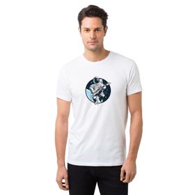 Qivi Space Bond Gitar Baskılı Beyaz Erkek Örme T-shirt