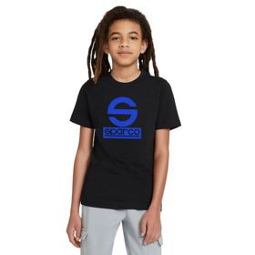 Qivi Sparco Logo Baskılı Unisex Çocuk Siyah T-shirt